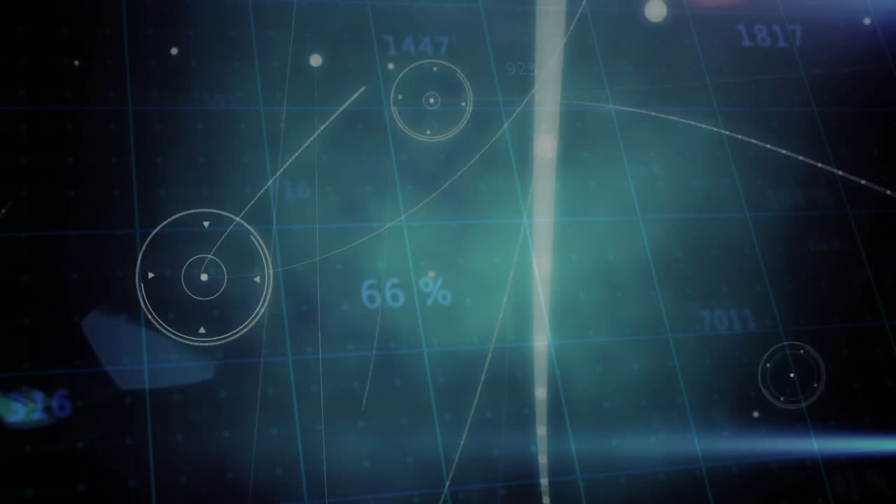 Animation showing abstract digital interface with percentages and circular data elements