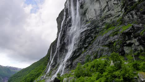 geiranger fjord, waterfall seven sisters. beautiful nature norway natural landscape.