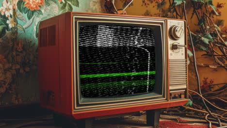 ai retro television sets with overlayed film glitch textures