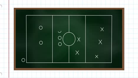 animation of game plan on green board over white background