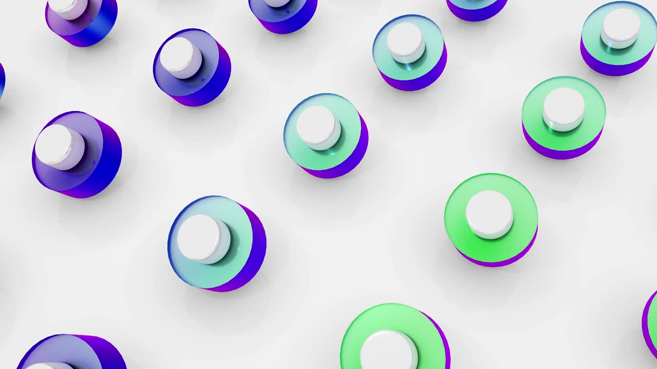 establezca diferentes colores holográficos formas 3d objeto giratorio. 4k imágenes de animación de bucle sin costuras.