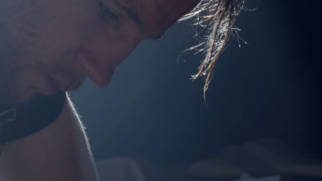 man sweating after exercise