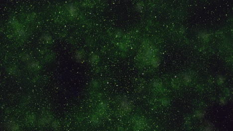 Dunkles-Universum-Mit-Fliegendem-Staub-Und-Glitzern-Mit-Grünen-Wolken