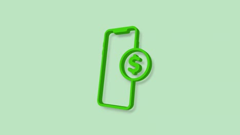 teléfono inteligente con símbolo de dólar icono 3d aislado en fondo verde concepto de compras en línea teléfono móvil financiero pago en línea 4k
