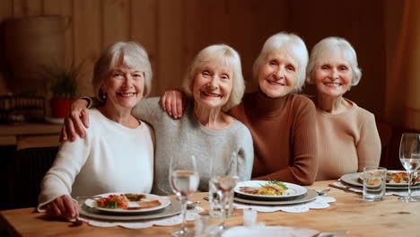 group of senior women enjoying a meal together