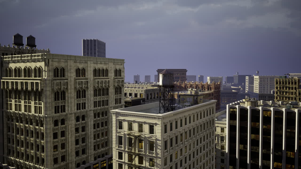 City skyline showcases architectural beauty under evening sky