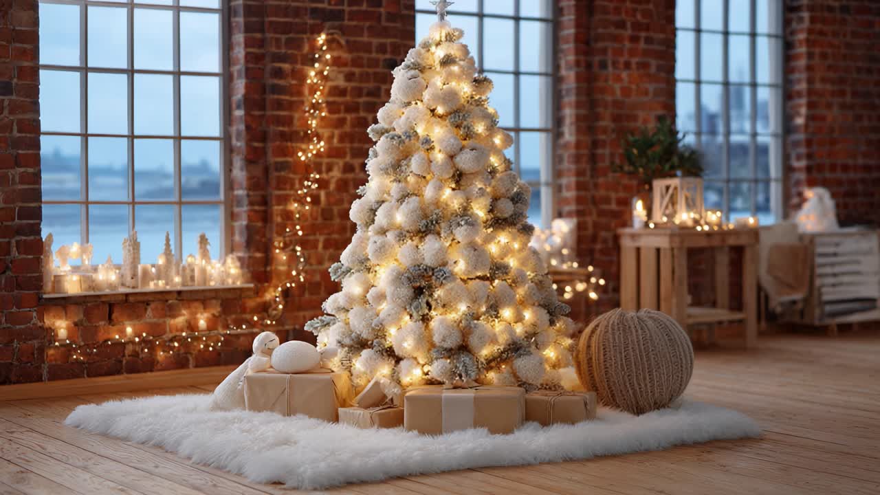 A Cozy and Festive Christmas Scene Featuring a Beautifully Decorated Tree with Warm Lights, Soft Textures, and Thoughtfully Wrapped Gifts Surrounded by Holiday Cheer