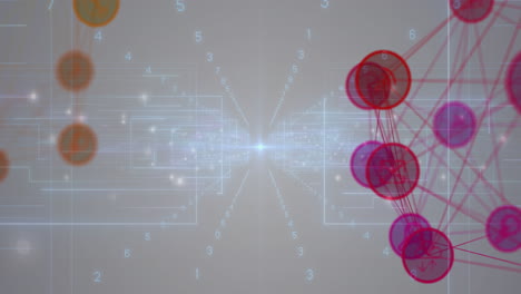 animation of geometric patterns and numbers visualizing data on digital network