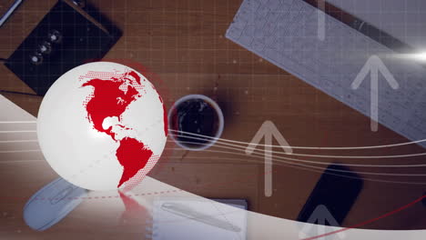 animación del procesamiento de datos digitales a través de una computadora de escritorio
