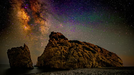 timelapse of milky way over the seashore - timelapse of shooting stars comets milky way galaxy in endless space