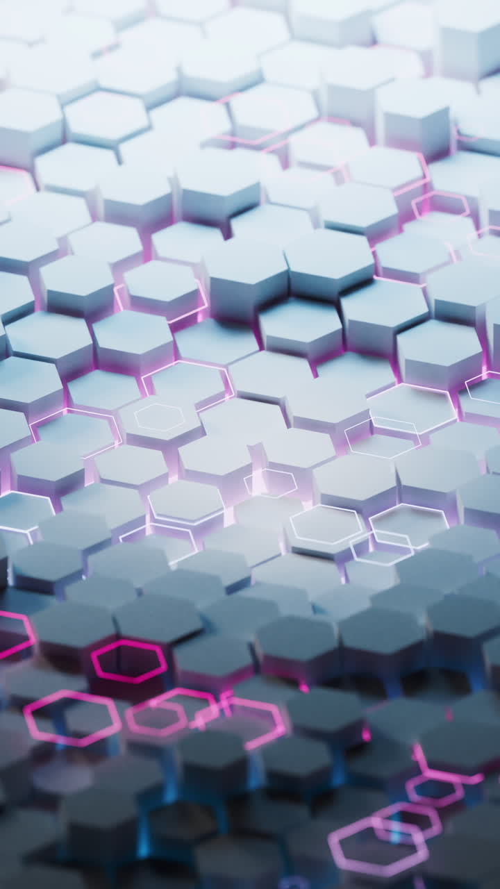 materiales científicos y tecnológicos hexagonales, renderización en 3d.