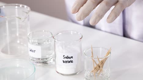 experiment showcasing sodium acetate crystallization process