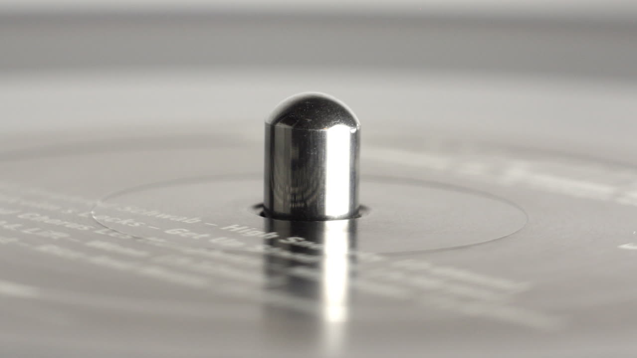 레코드 데크 회전 근접 촬영