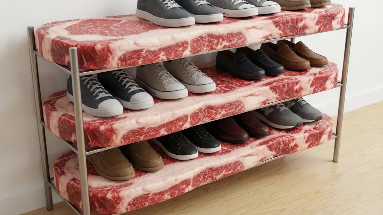 Scarpe sullo scaffale della carne