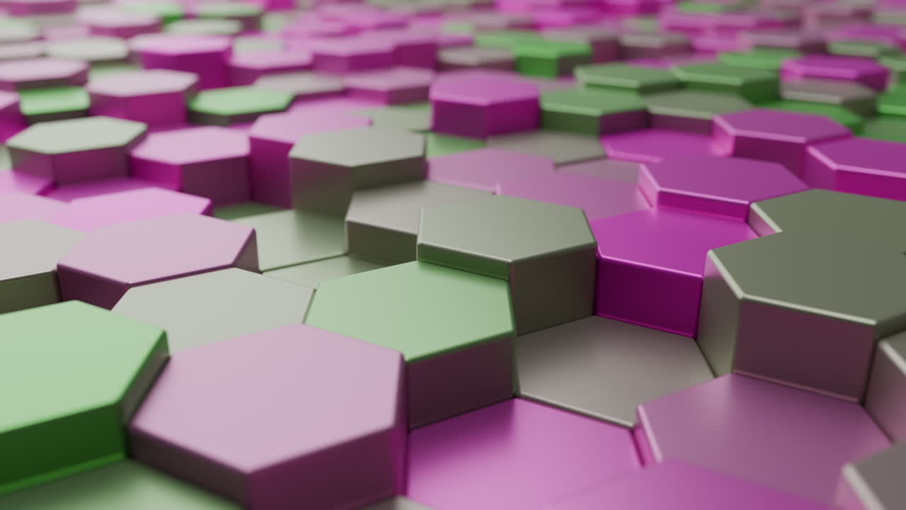 Satisfying Movement Of Hexagons That Fit Together Pink And Green Color