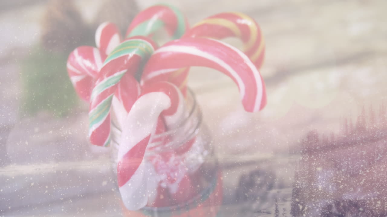 크리스마스 장식 위에 겨울 풍경의 애니메이션