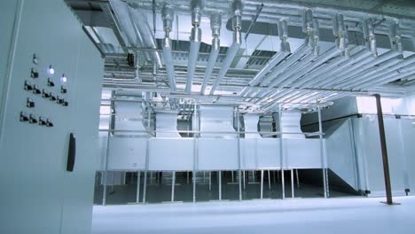 Equipo-Moderno-De-Fábrica-Industrial.-Tuberías,-Sistema-De-Ventilación-De-Aire