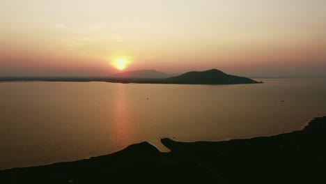 serene landscape drones capture peaceful water waves at thailand's scenic dam reservoir