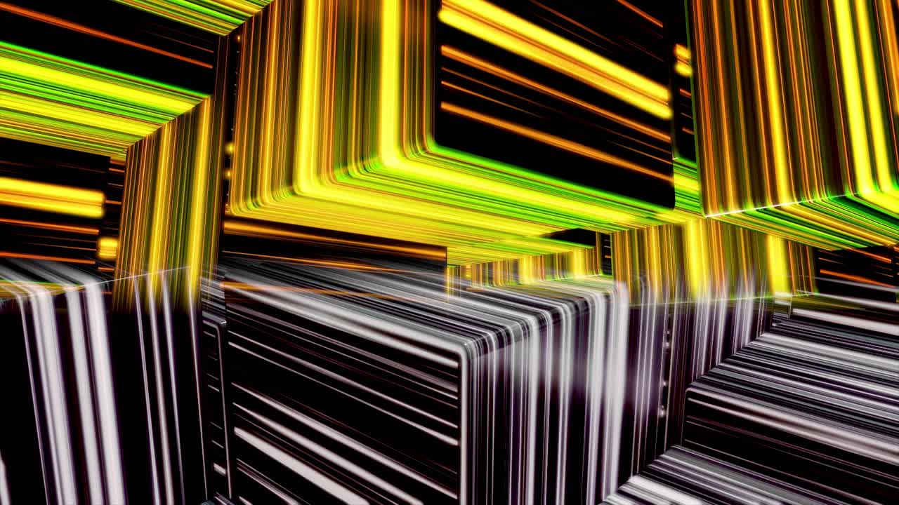 formas geométricas 3d abstractas con rayas de neón