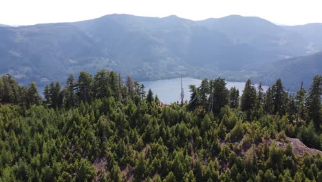 Mountain-Cliff-Overlooking-Great-Central-Lake---Thunder-Mountain,-Vancouver-Island,-BC,-Canada