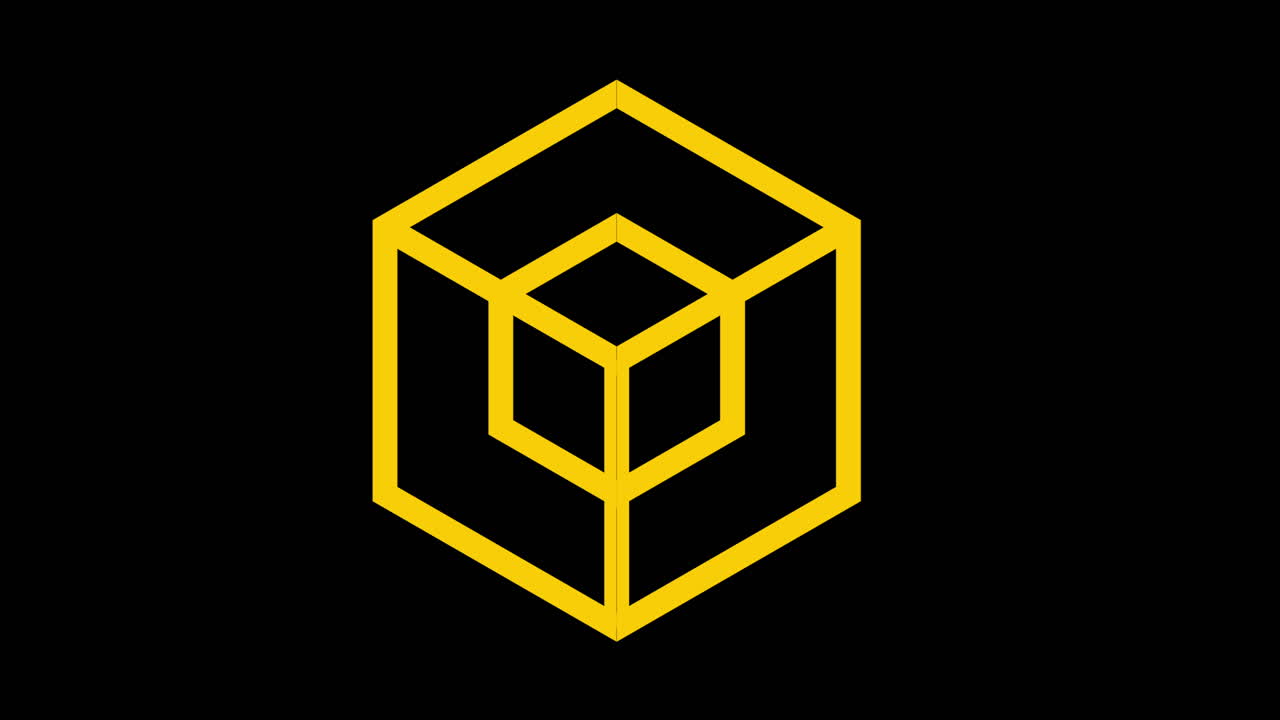 Dynamisk, abstrakt, geometrisk animation med sekskanter og kuber
