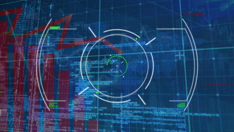 animación del escaneo del alcance sobre el procesamiento de datos sobre fondo azul