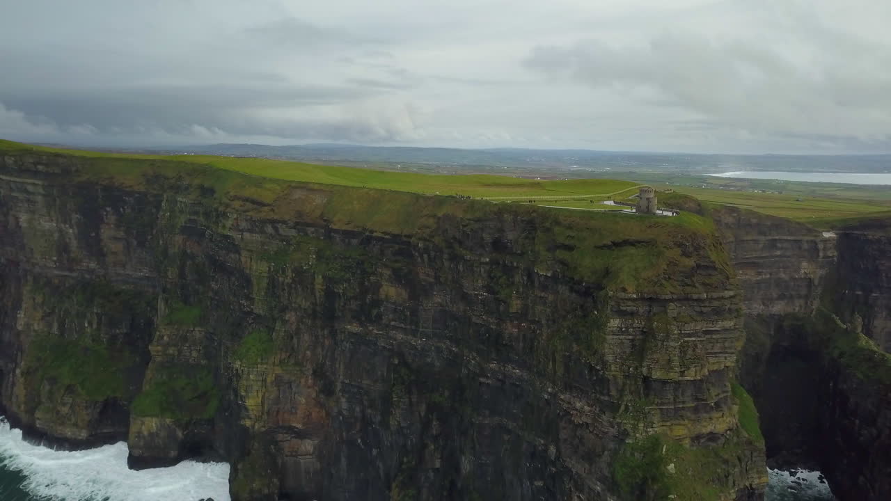 Slowly flying toward the Cliffs of Moher from far out4K 29fps
