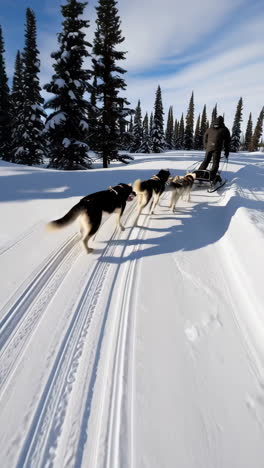 dogsledding adventure in a snowy winter forest