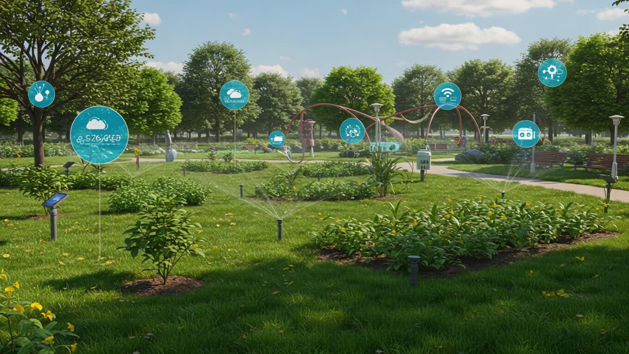 Exploring a Modern Smart Park Featuring Interactive Technology, Green Spaces, and Digital Displays to Enhance Visitor Experience and Environmental Awareness
