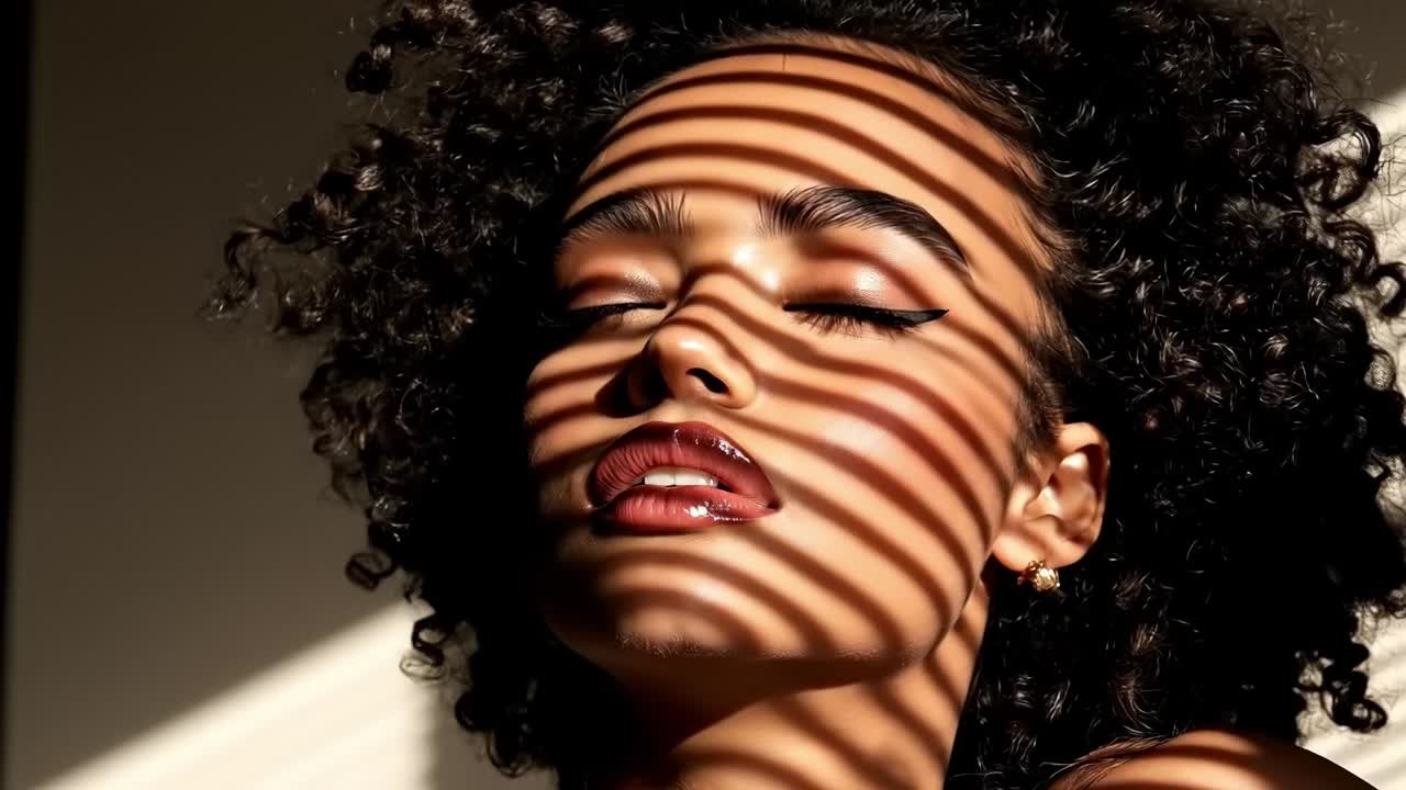 Una donna con gli occhi chiusi e i capelli mossi dal vento