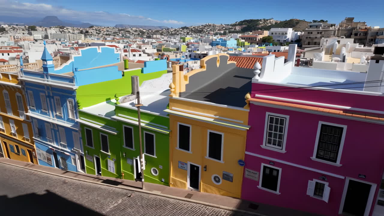 Vibrant and Colorful Houses in a Historic City Neighborhood