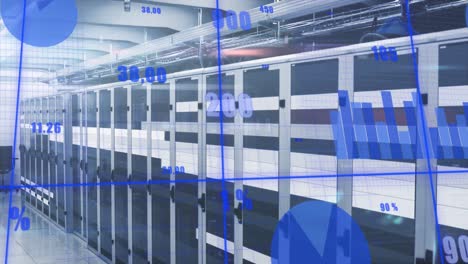 animación del procesamiento de datos a través de servidores informáticos