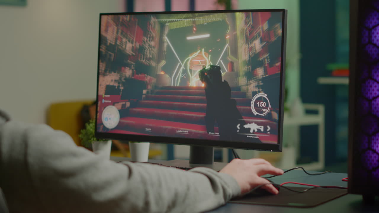 Gamer man with professional headphones relaxing in gaming room