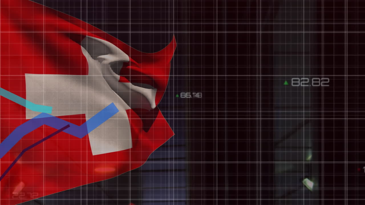 스위스의  ⁇ 발 위에서 금융 데이터 처리의 애니메이션