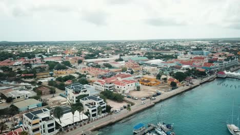 kralendjik city, capital of bonaire, aerial view of the coast