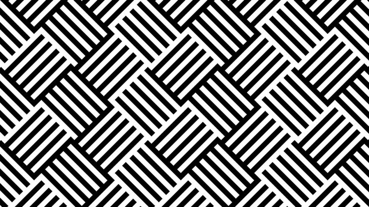 Striped tiles mosaic in monochrome color palette. Seamless loop motion graphic animated pattern in flat style