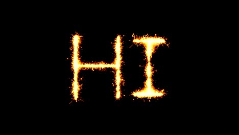 hi! text sparkler glitter sparks firework loop animation