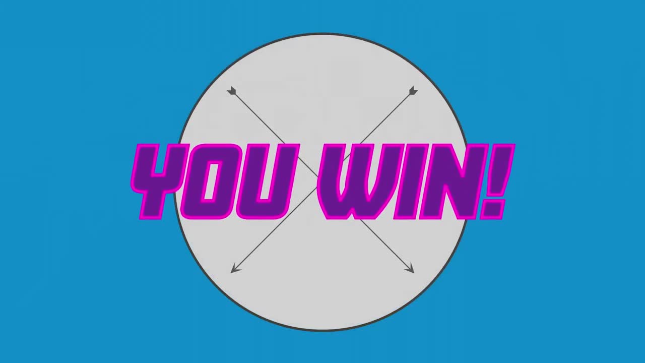 파란색 배경에 색 원 위에 텍스트를 이기는 애니메이션