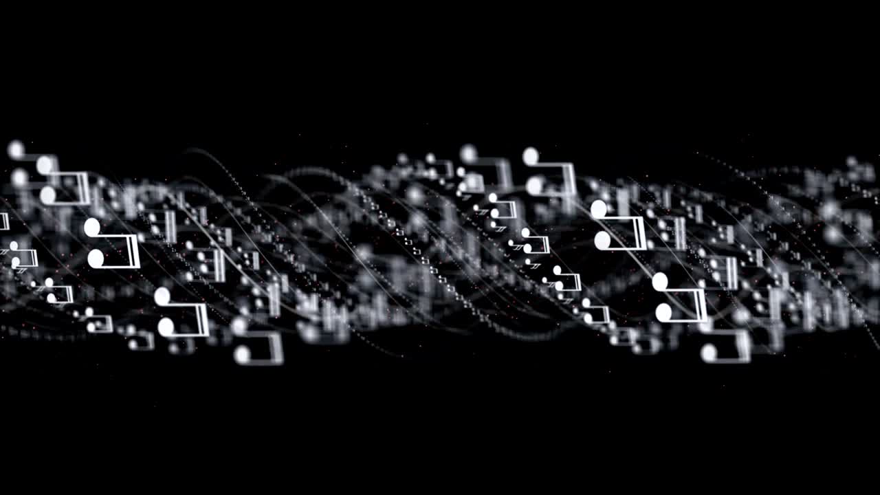 Falling Musical Note Animation, Rendering, Background, Loop, with Alpha Channel