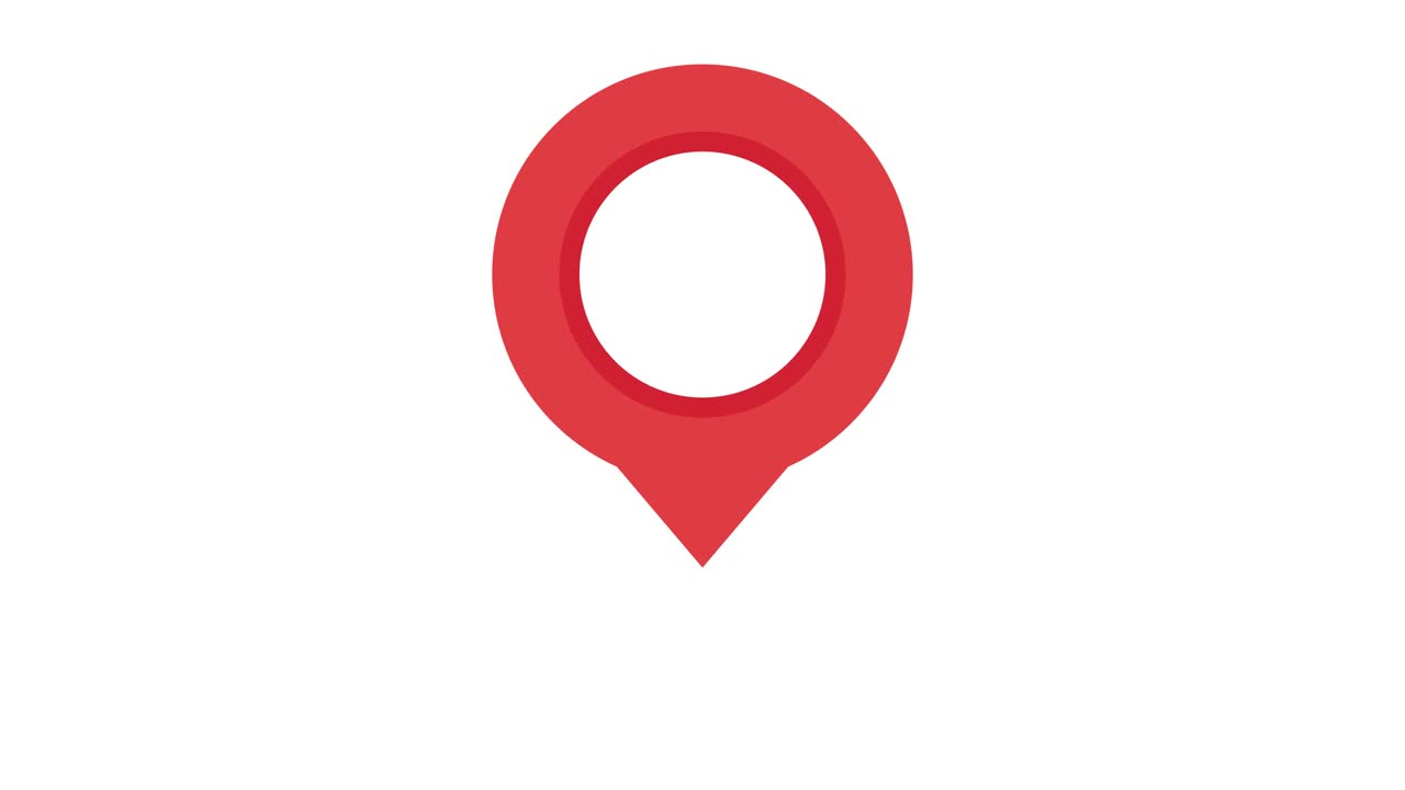 mapa de navegación y icono de punto de control rojo. animación de bucle en fondo blanco. resolución 4k.