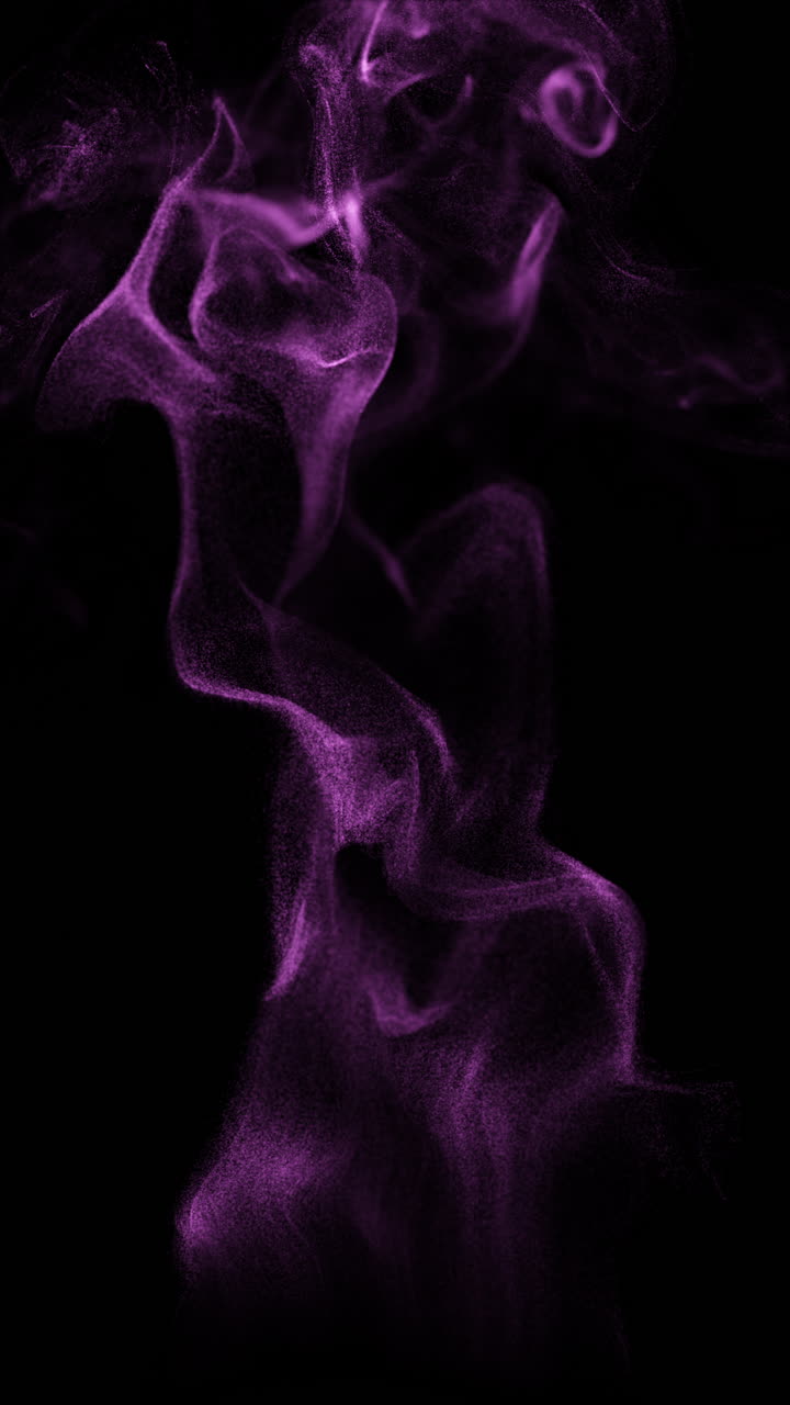 Particelle di fumo viola astratte su sfondo nero