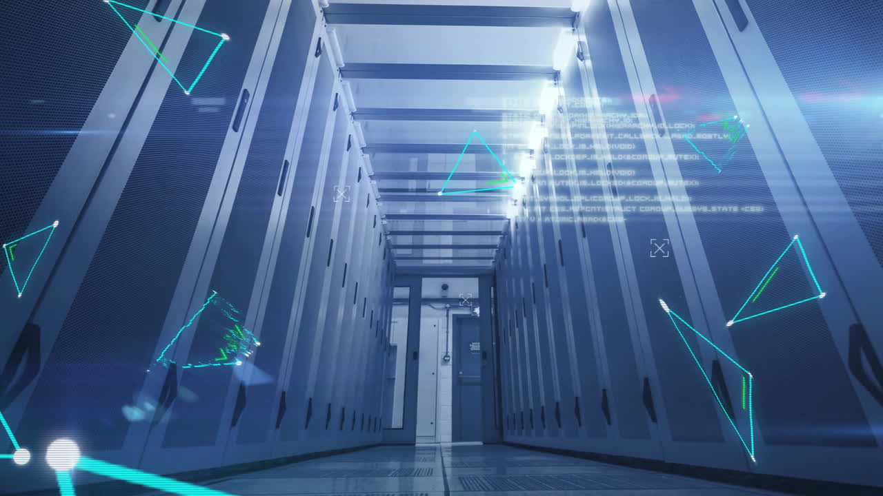 컴퓨터 서버를 통해 디지털 데이터 처리의 애니메이션