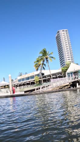 a scenic boat ride past city skyline and docks