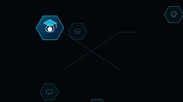 Digital Education and E-Learning Concept Animation with Hexagonal Icons