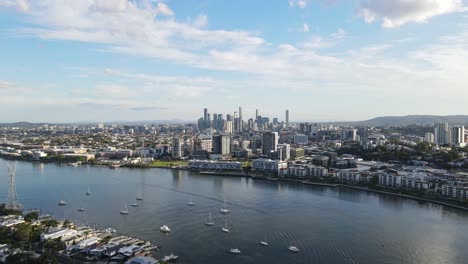 city landscape of newstead suburb from the viewpoint in vic lucas park in brisbane city, australia