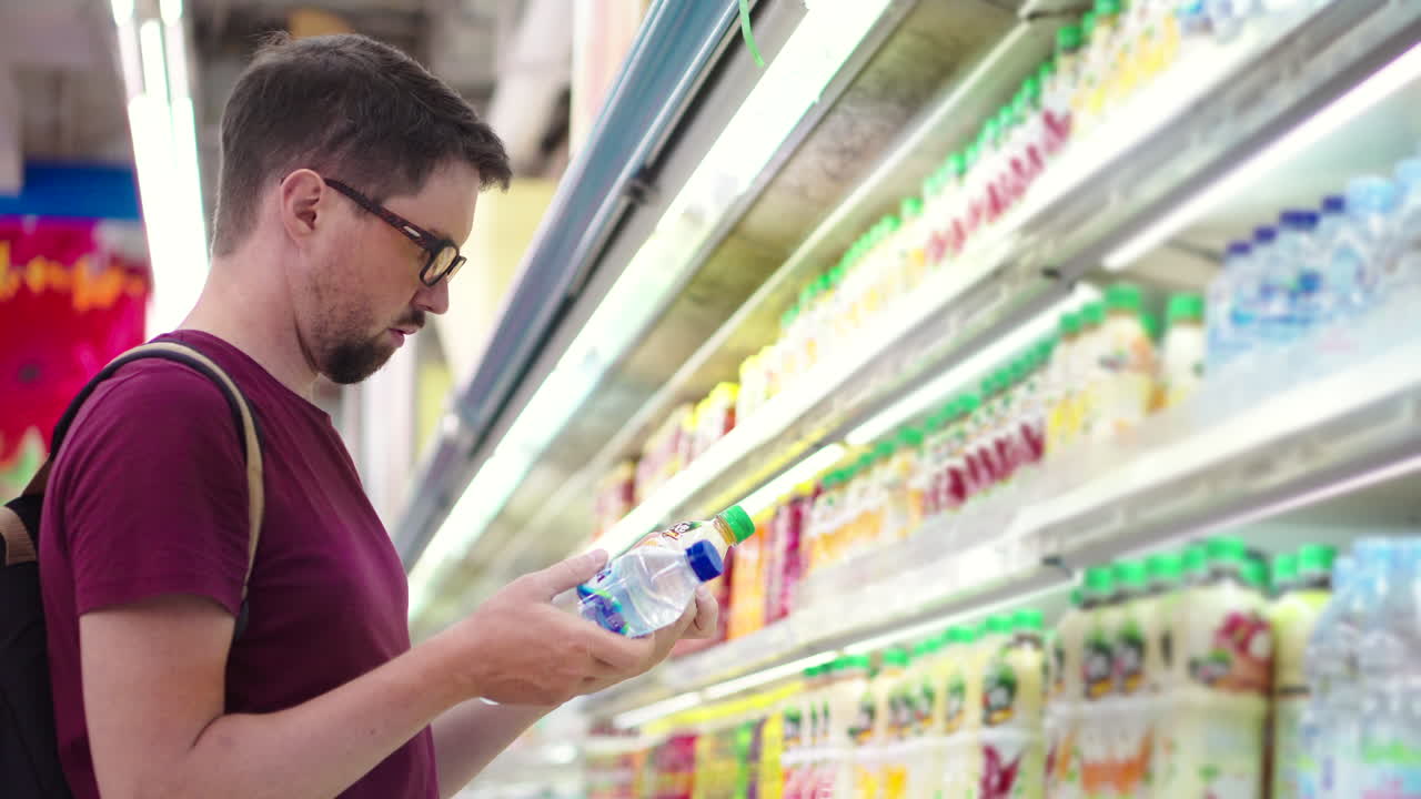 hombre comprando bebidas en una tienda de comestibles