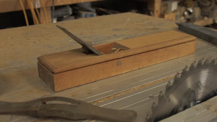 Handcrafted wooden hand plane for carpentry