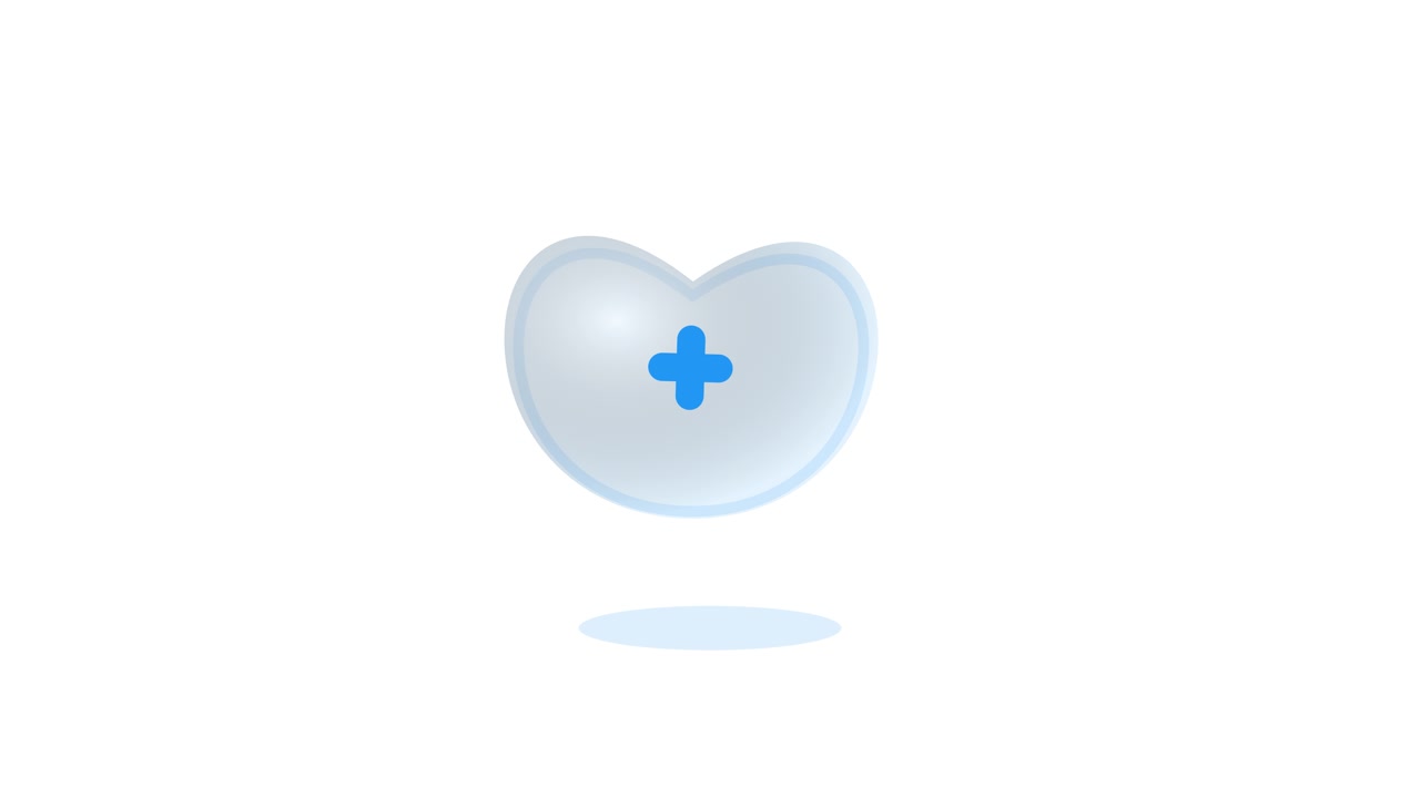 Animated Blue Medical Plus Sign Inside a Floating Heart Shape
