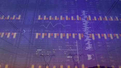 Animación-Del-Procesamiento-De-Datos-Financieros-Sobre-Torres-Eléctricas-Y-Paisajes.