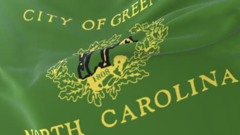 flag of greensboro city, state of north carolina, united states, slow - loop